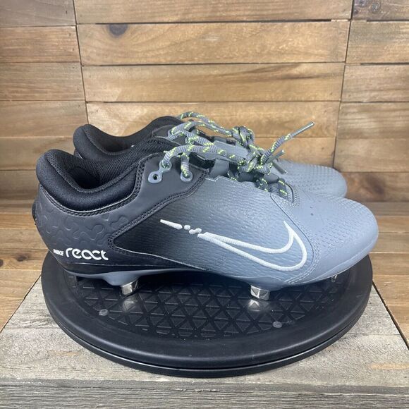 Nike Womens Sz 8.5 Hyperdiamond 4 Elite Low Black Gray Softball Cleats NEW - Picture 1 of 12